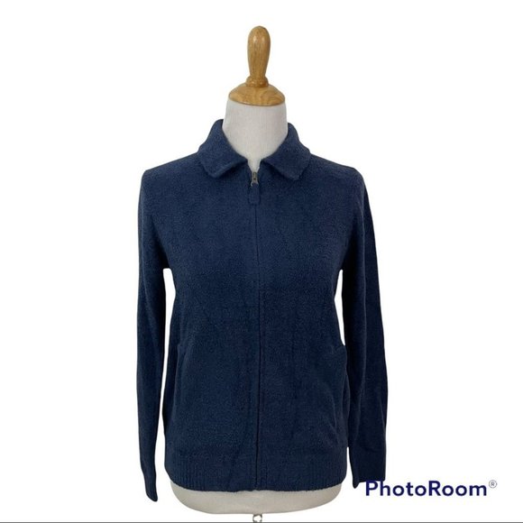 Barefoot Dreams CozyChic Lite Zip Up Jacket Blue Marine 1X NWT - Picture 3 of 9